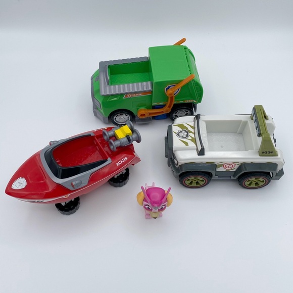 Paw Patrol Sea Patrol Vehicle, Recycle Truck, Jungle Jeep & Skye Figure Lot of 4 - Picture 4 of 9